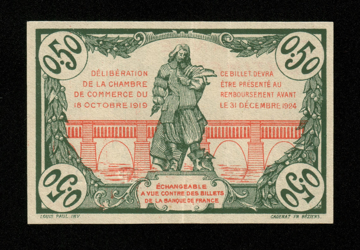 FRANCE - Chambre de Commerce de Béziers 50 Centimes 1919 JP.27.25 SUP+ / XF+