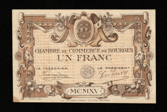 FRANCE - Chambre de Commerce de Bourges 1 Franc 1915 JP.32.04 pr.SUP / XF-