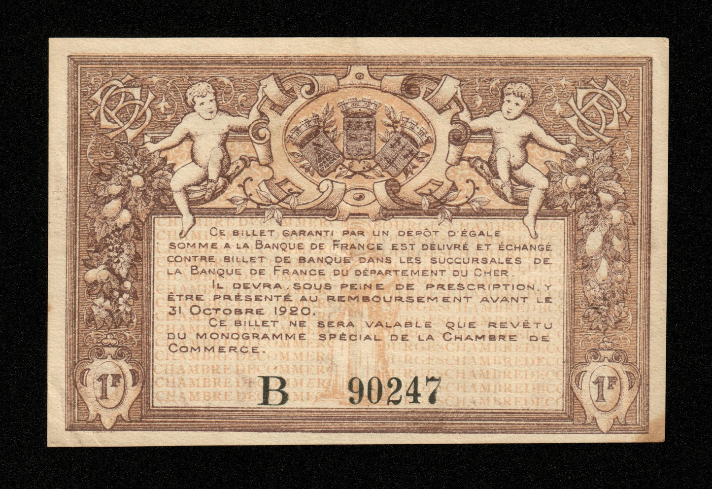 FRANCE - Chambre de Commerce de Bourges 1 Franc 1915 JP.32.04 pr.SUP / XF-