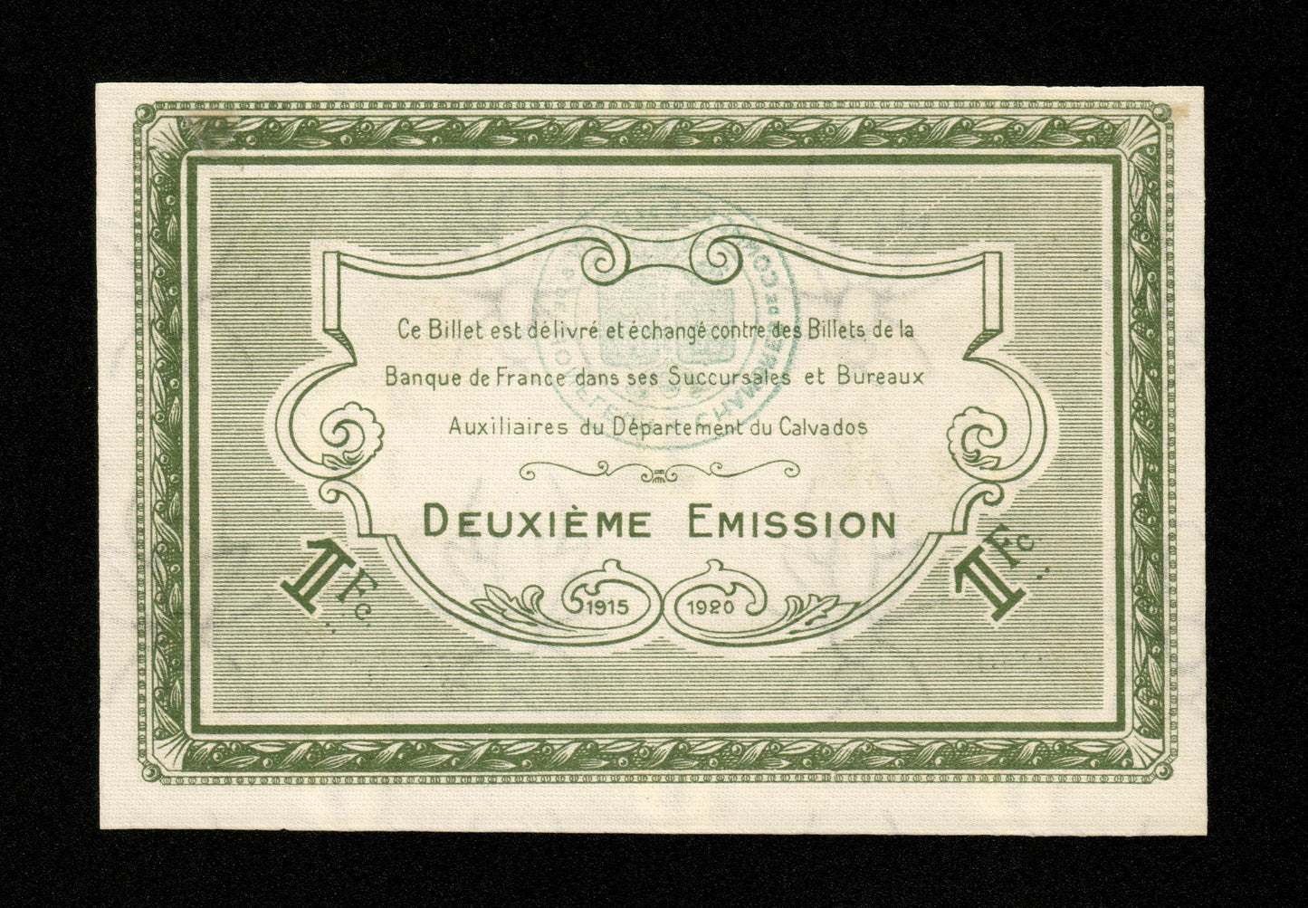 FRANCE - Chambres de Commerce de Caen et Honfleur 1 Franc 1915 1920 JP.34.14 SPL / AU