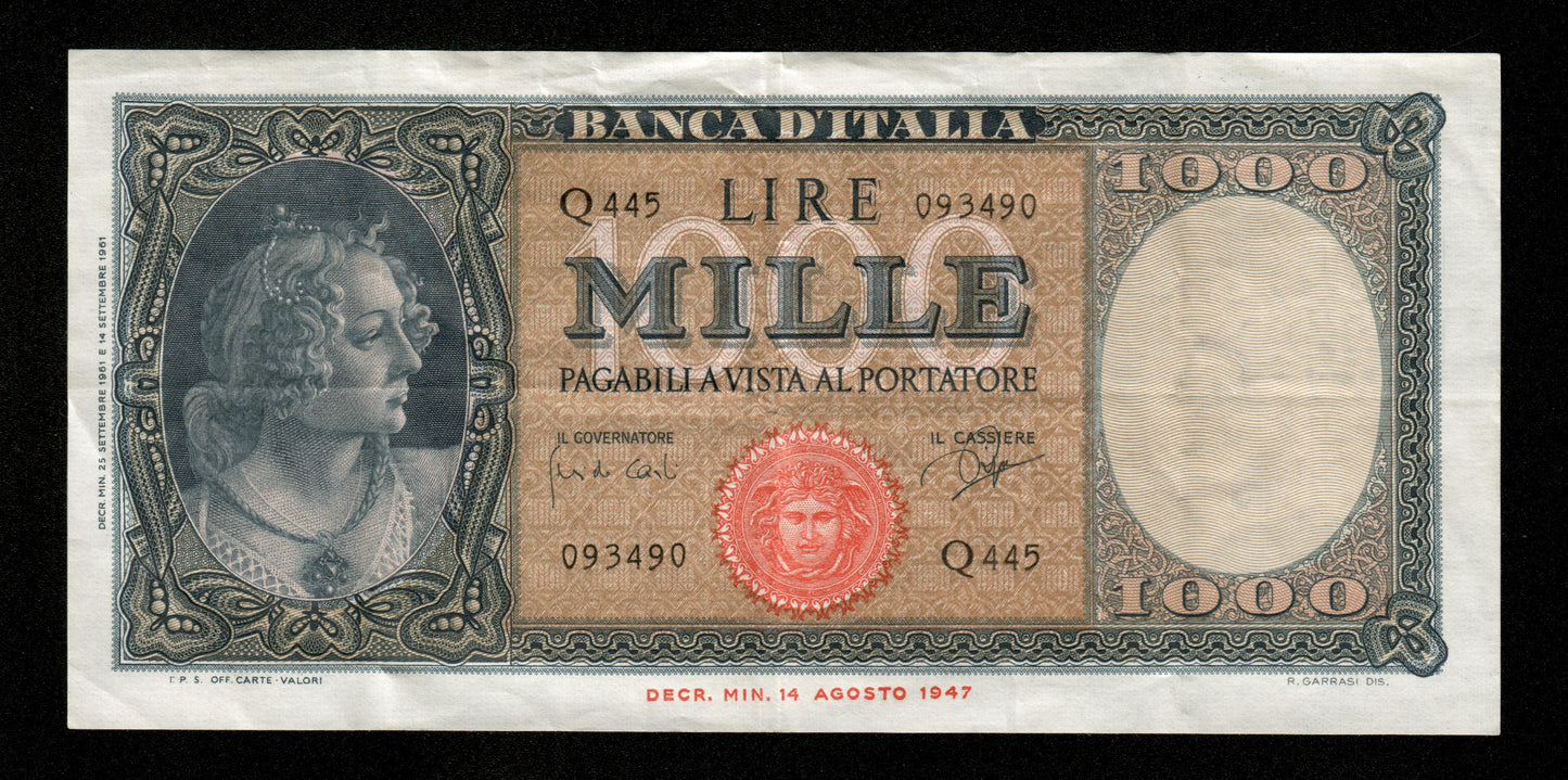 ITALIE - ITALY - 1000 Lire 1961 P.88d TTB / VF