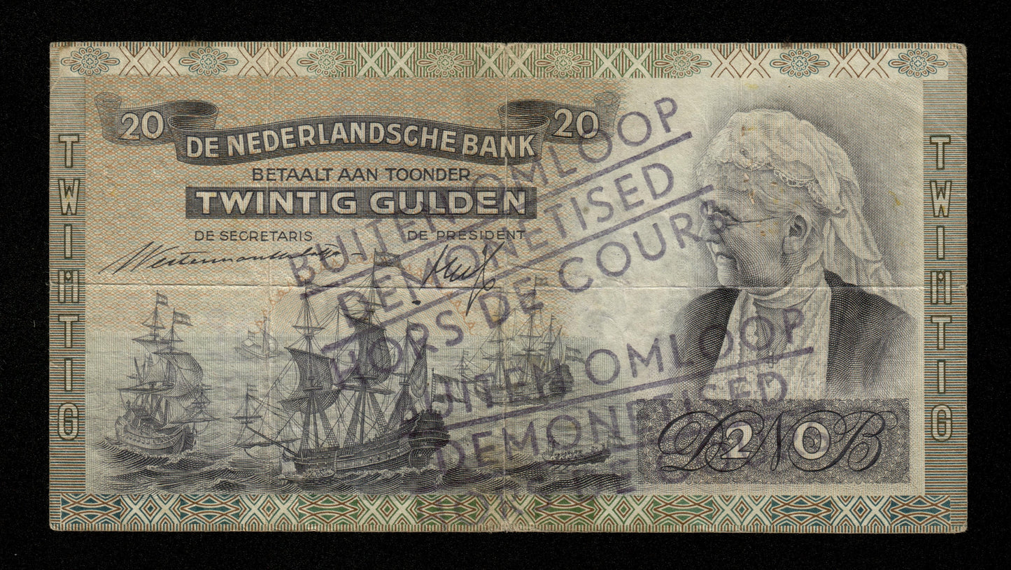 PAYS-BAS - NETHERLANDS - 20 Gulden 1939 Omloop / Demonetised P.54 TB / Fine