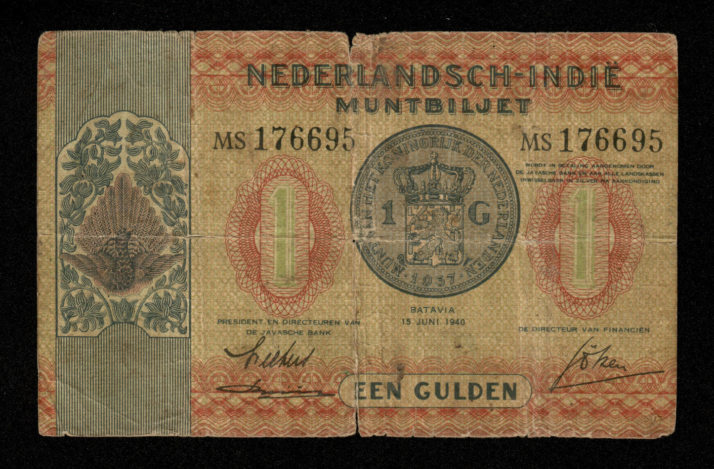 INDES NÉERLANDAISES - NETHERLANDS INDIES - Muntbiljet, 1 Gulden 1940 P.108a B / Good