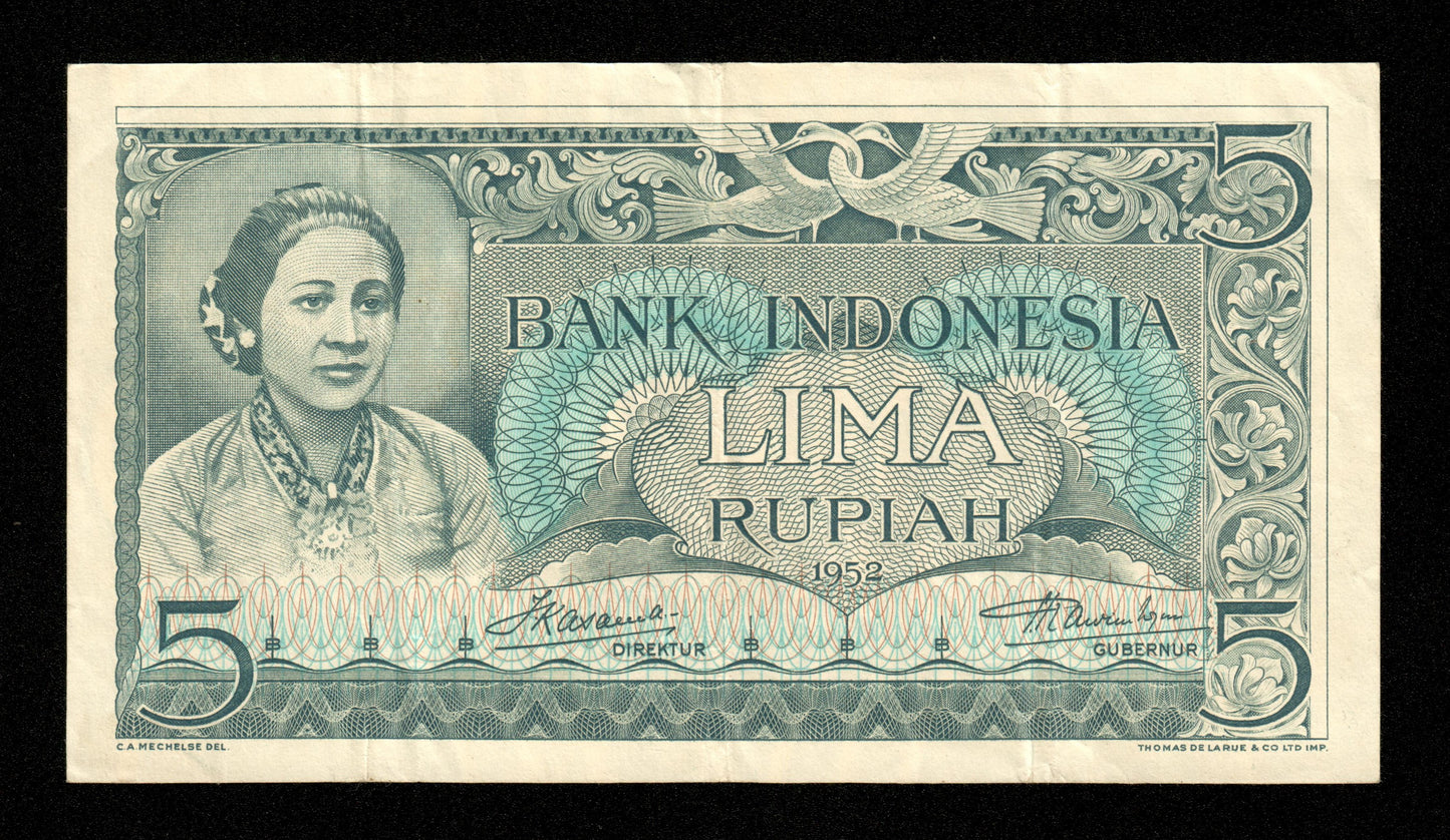 INDONÉSIE - INDONESIA  - 5 Rupiah 1952 P.42 TTB / VF