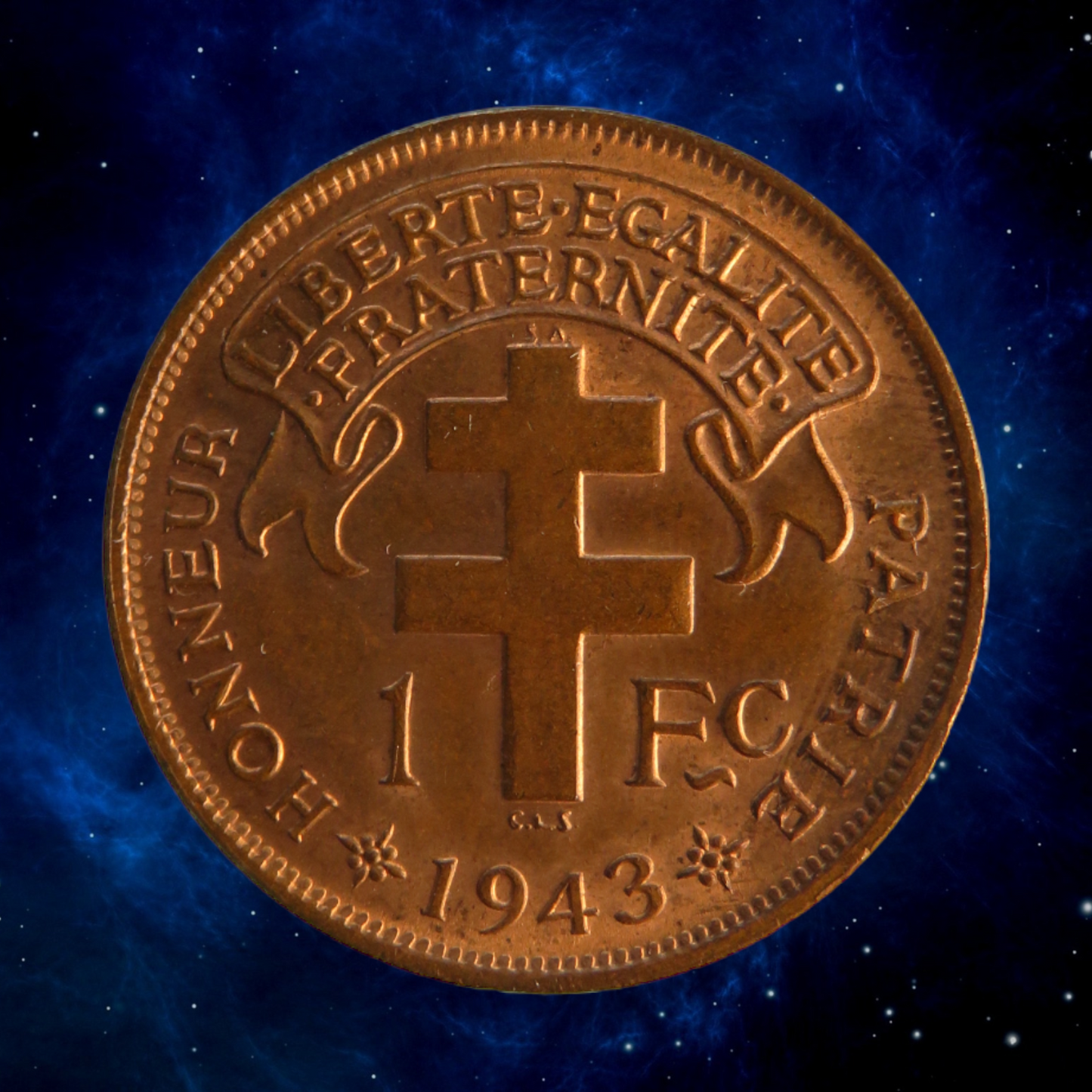 AFRIQUE EQUATORIALE FRANÇAISE LIBRE - 1 Franc 1943 KM.2a