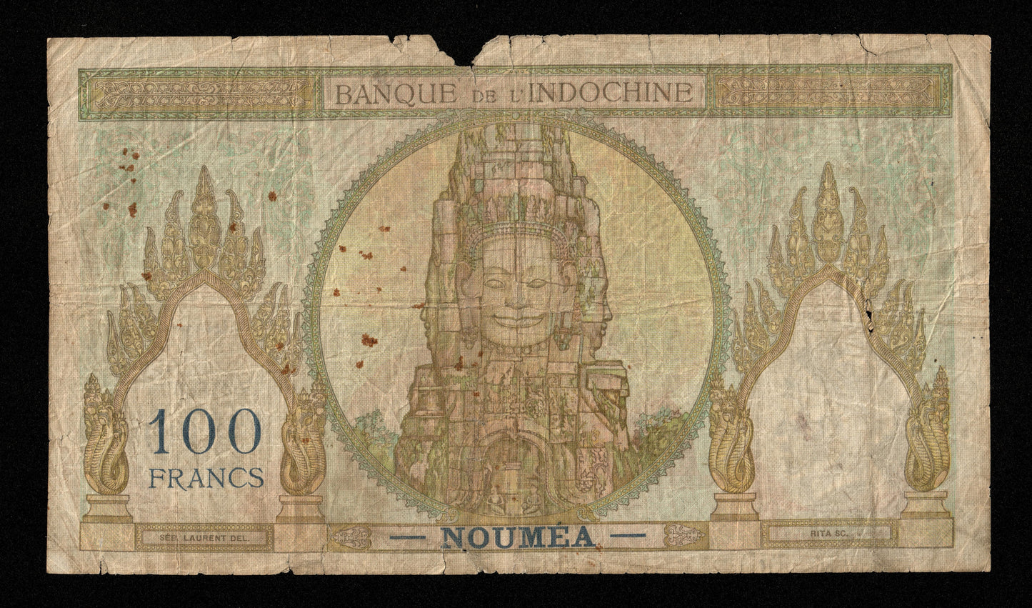 NOUVELLE CALÉDONIE - NEW CALEDONIA - 100 Francs (1953) P.42c B / Good