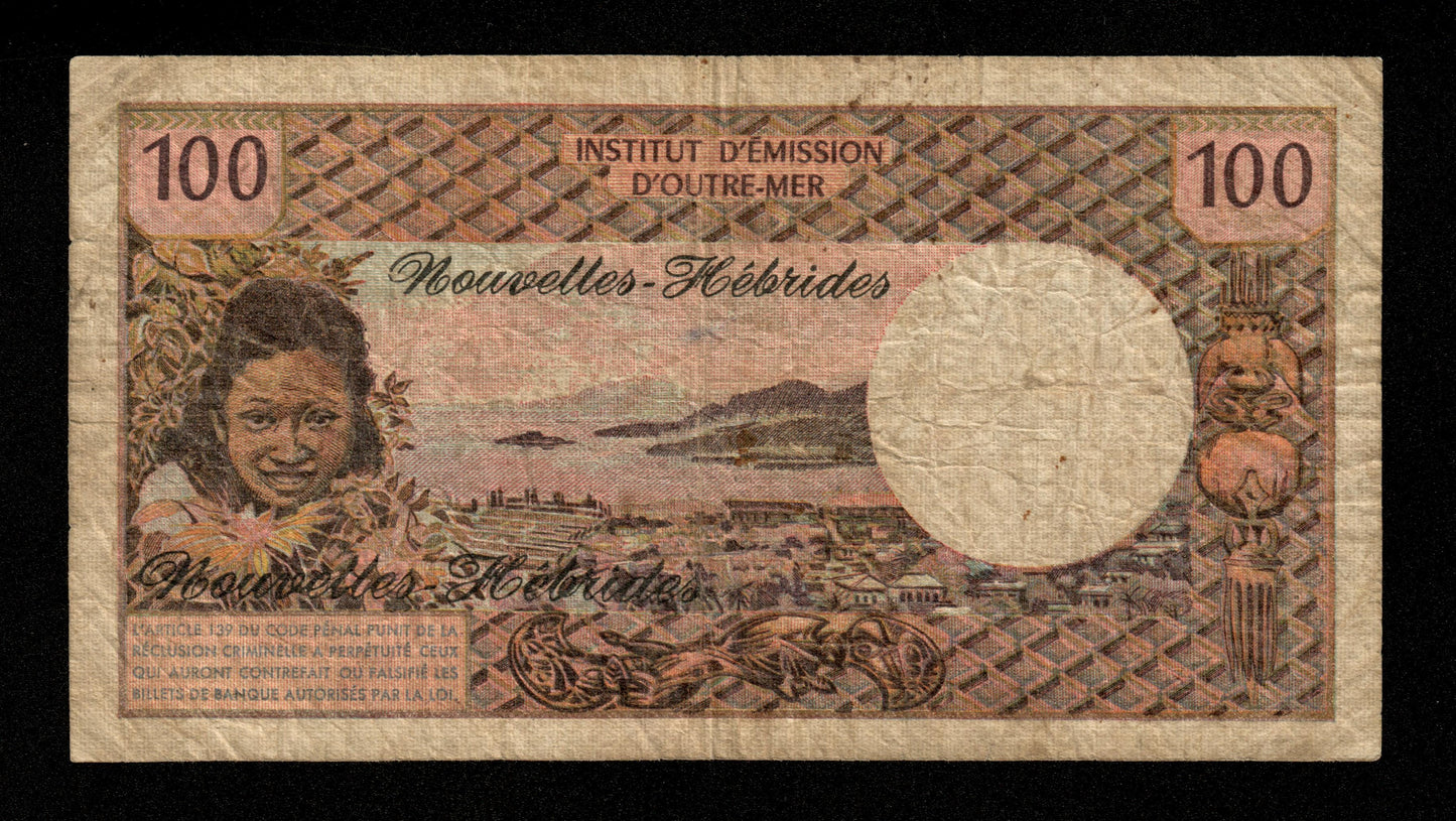 NOUVELLES HÉBRIDES - NEW HEBRIDES - 100 Francs (1972) P.18b TB / Fine