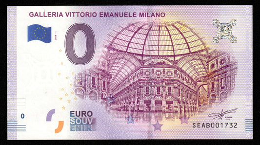 Billet Souvenir 0 Euro - Italy, GALLERIA VITTORIO EMANUELE MILANO 2018-1 NEUF / UNC