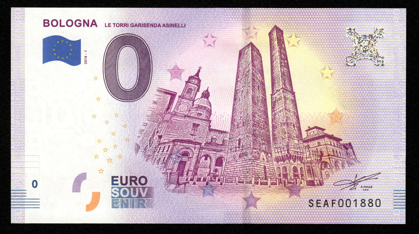 Billet Souvenir 0 Euro - Italy, BOLOGNA LE TORRI GARISENDA ASINELLI 2018-1 NEUF / UNC