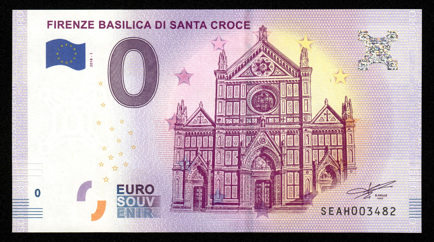 Billet Souvenir 0 Euro - Italy, FIRENZE BASILICA DI SANTA CROCE 2018-1 NEUF / UNC