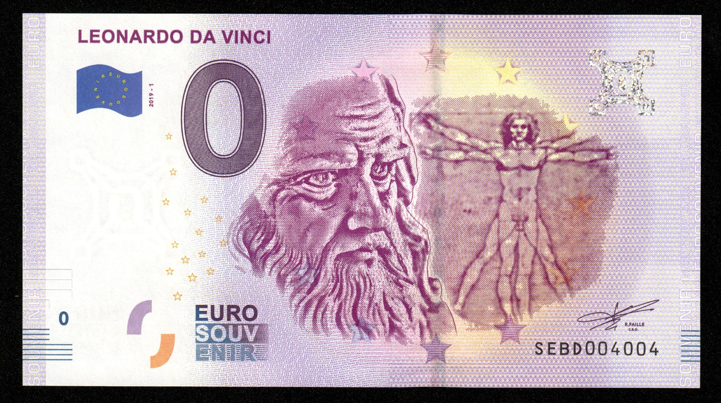 Billet Souvenir 0 Euro - Italy, LEONARDO DA VINCI 2019-1 NEUF / UNC