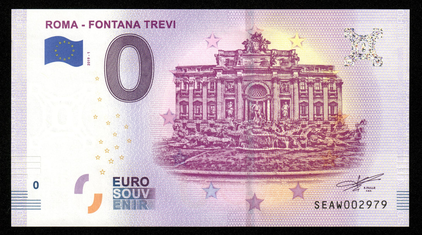 Billet Souvenir 0 Euro - Italy, ROMA - FONTANA TREVI 2019-1 NEUF / UNC