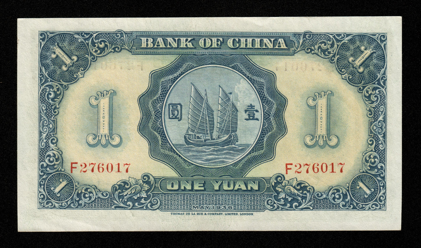 CHINE - Bank of China, 1 Yuan 1936 P.78 SUP+ / XF+