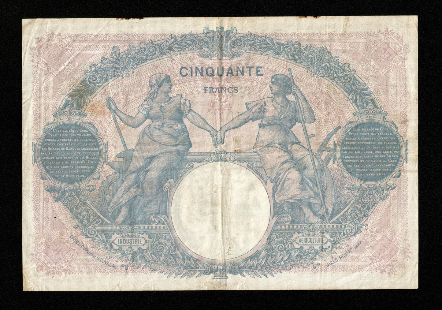 FRANCE - 50 Francs Bleu et Rose 1918 F.14.31, P.64e pr.TTB / VF-