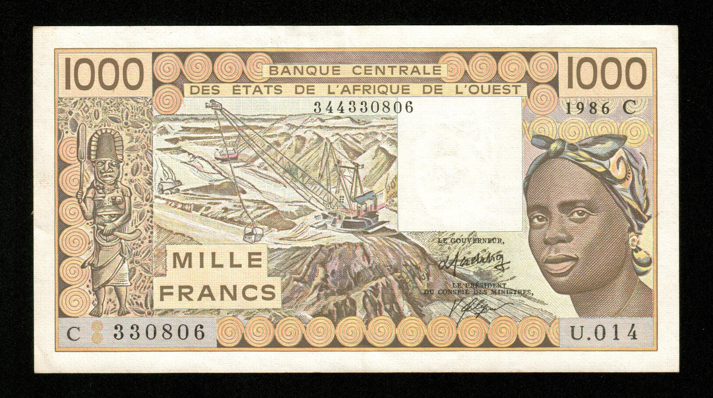 WEST AFRICAN STATES - BURKINA FASO - 1000 Francs 1986 P.307Cg pr.SUP / XF-