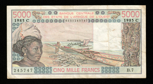 WEST AFRICAN STATES - BURKINA FASO - 5000 Francs 1985 P.308Ck TTB / VF