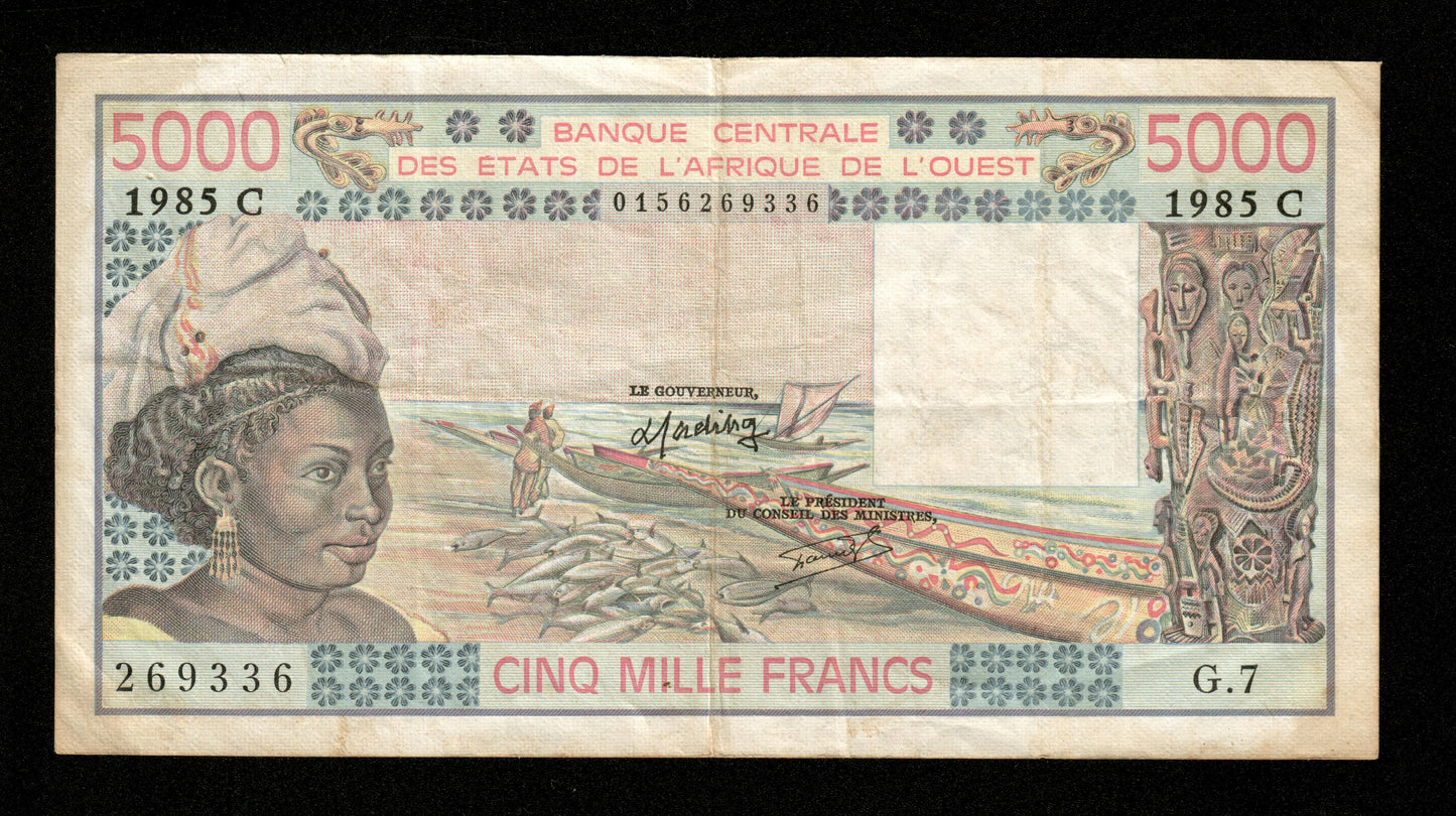 WEST AFRICAN STATES - BURKINA FASO - 5000 Francs 1985 P.308Ck TTB / VF