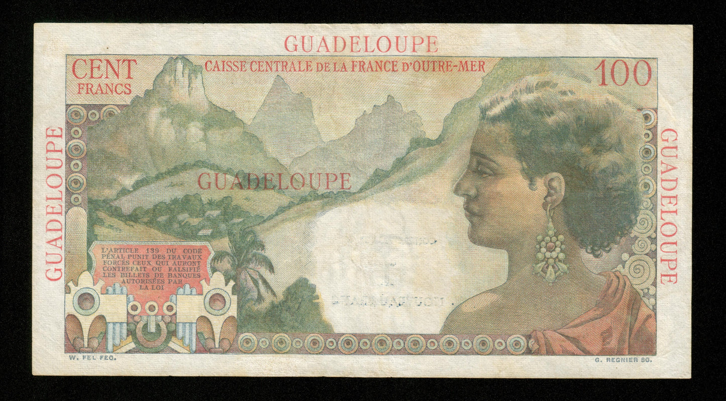 GUADELOUPE - 1 Nouveau Franc sur 100 Francs La Bourdonnais (1960) Pick 41 TTB / VF