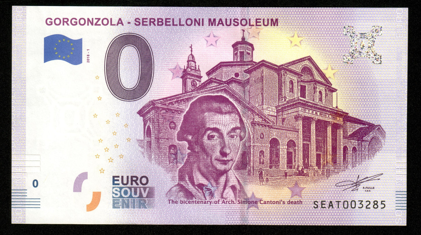 Billet Souvenir 0 Euro - Italie, GORGONZOLA - SERBELLONI MAUSOLEUM 2018-1 NEUF / UNC