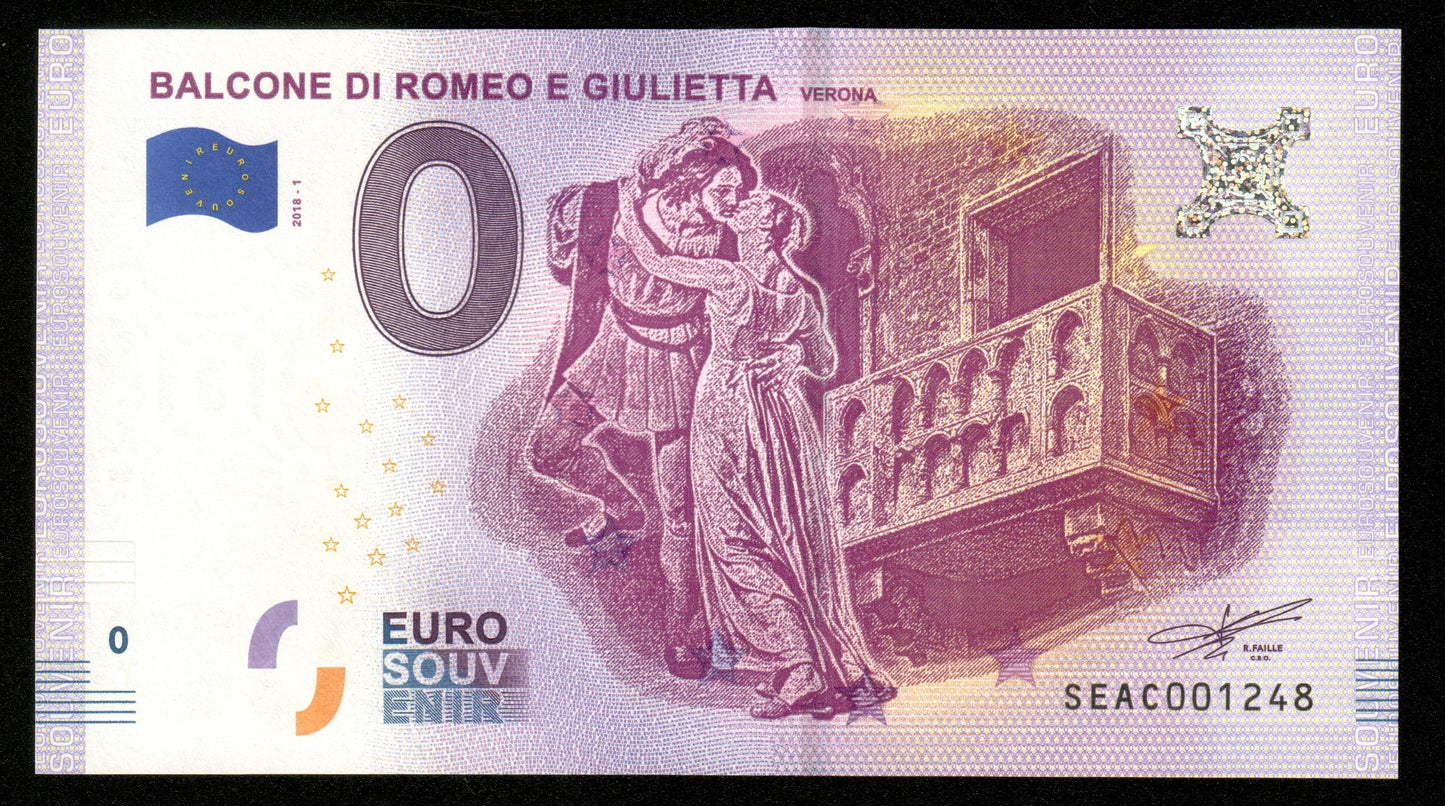 Billet Souvenir 0 Euro - Italie, BALCONE DI ROMEO E GIULIETTA VERONA 2018-1 NEUF / UNC