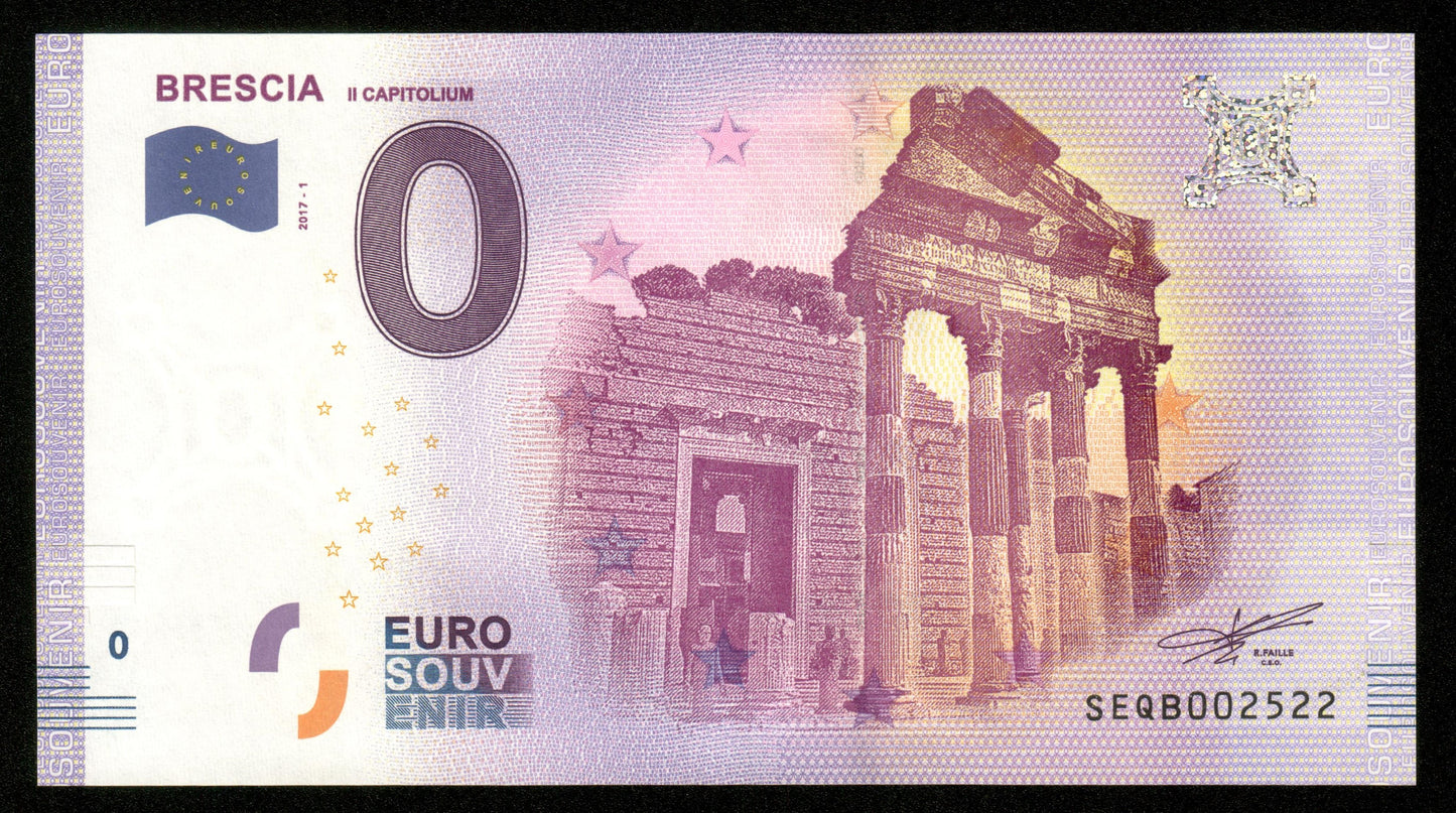 Billet Souvenir 0 Euro - Italie, BRESCIA IL CAPITOLIUM 2017-1 SPL / AU