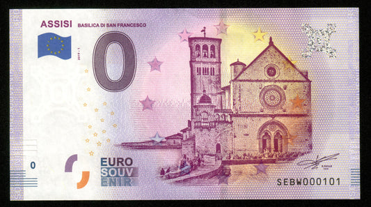 Billet Souvenir 0 Euro - Italie, ASSISI BASILICA DE SAN FRANCESCO 2019-1 NEUF / UNC