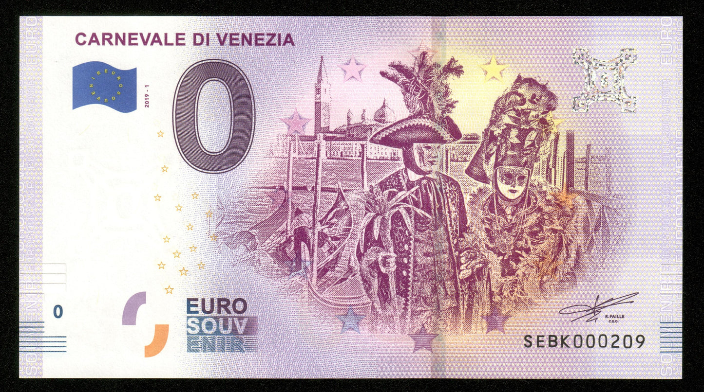 Billet Souvenir 0 Euro - Italie, CARNEVALE DI VENEZIA 2019-1 NEUF / UNC