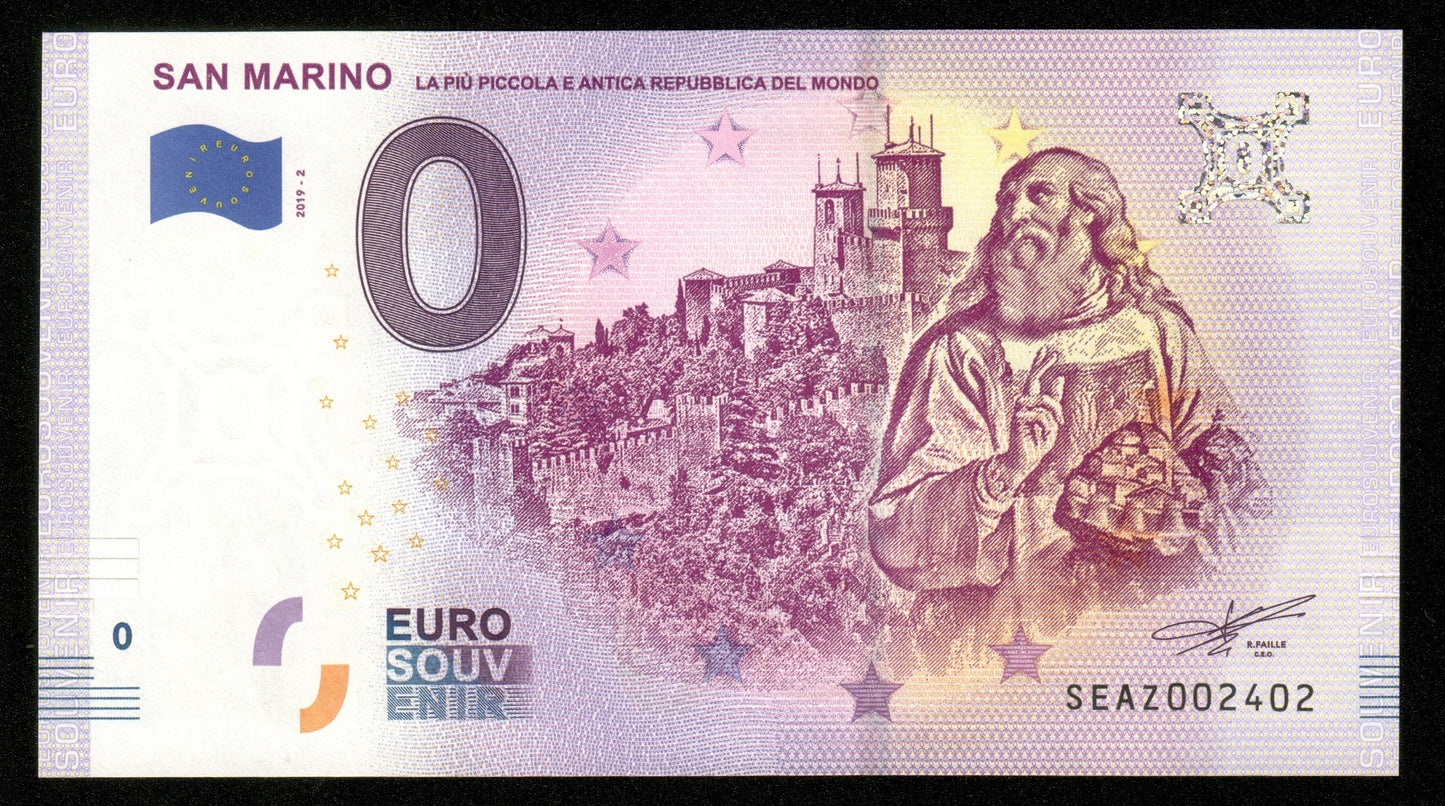 Billet Souvenir 0 Euro - Italie, SAN MARINO LA PIU PICCOLA E ANTICA REPUBBLICA DEL MONDO 2019-2 NEUF / UNC