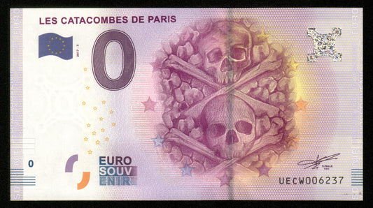 Billet Souvenir 0 Euro - France, LES CATACOMBES DE PARIS 2017-3 NEUF / UNC