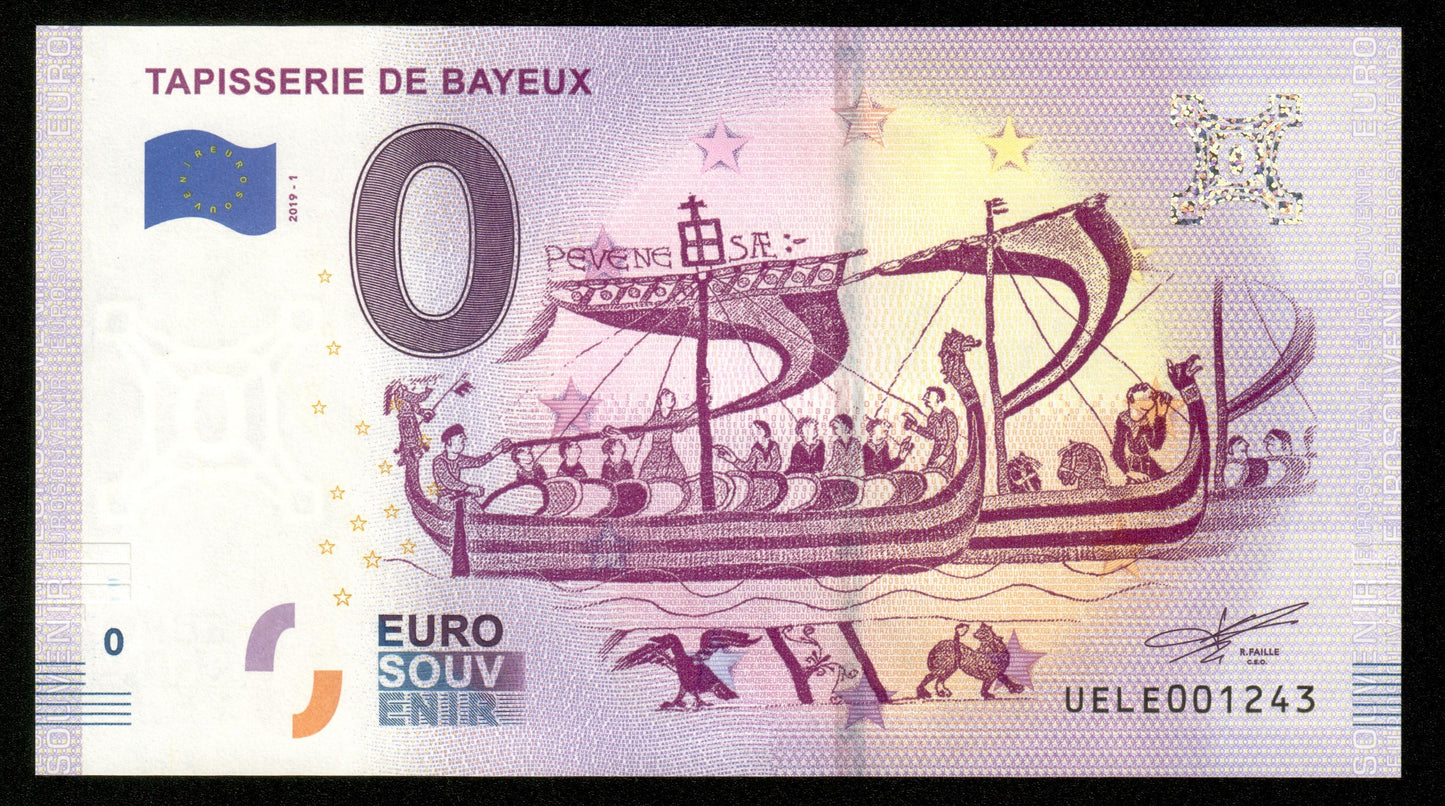 Billet Souvenir 0 Euro - France, TAPISSERIE DE BAYEUX 2019-1 NEUF / UNC