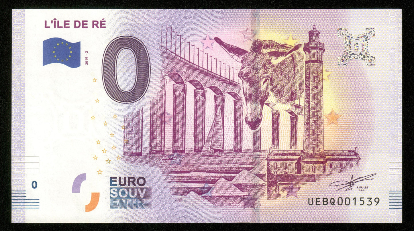 Billet Souvenir 0 Euro - France, L'ÎLE DE RÉ 2019-2 NEUF / UNC