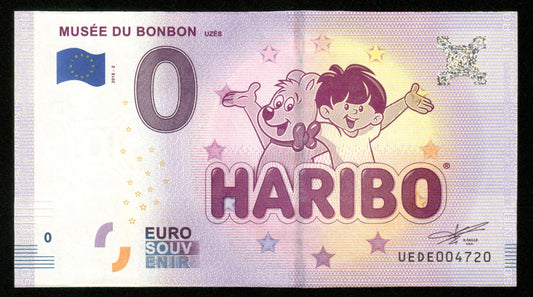 Billet Souvenir 0 Euro - France, MUSÉE DU BONBON UZES HARIBO 2018-2 NEUF / UNC