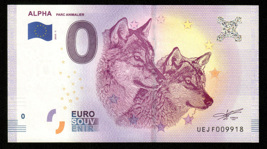 Billet Souvenir 0 Euro - France, ALPHA PARC ANIMALIER 2018-1 NEUF / UNC