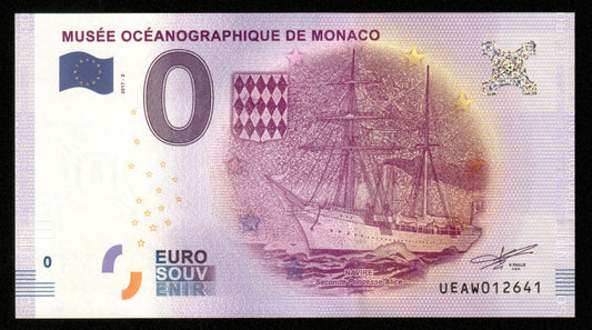 Billet Souvenir 0 Euro - France, MUSÉE OCÉANOGRAPHIQUE DE MONACO NAVIRE SECONDE PRINCESSE ALICE 2017-2 NEUF / UNC