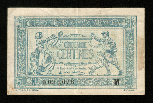 FRANCE - 50 Centimes Trésorerie aux Armées 1917 VF.01.13 Pick M1 TTB / VF