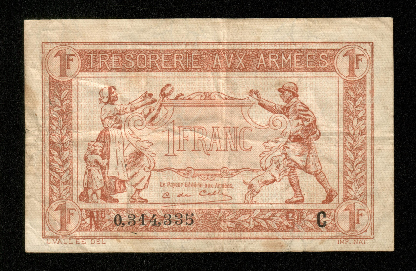 FRANCE - 1 Franc Trésorerie aux armées 1917 VF.03.03 Pick M2 TTB / VF