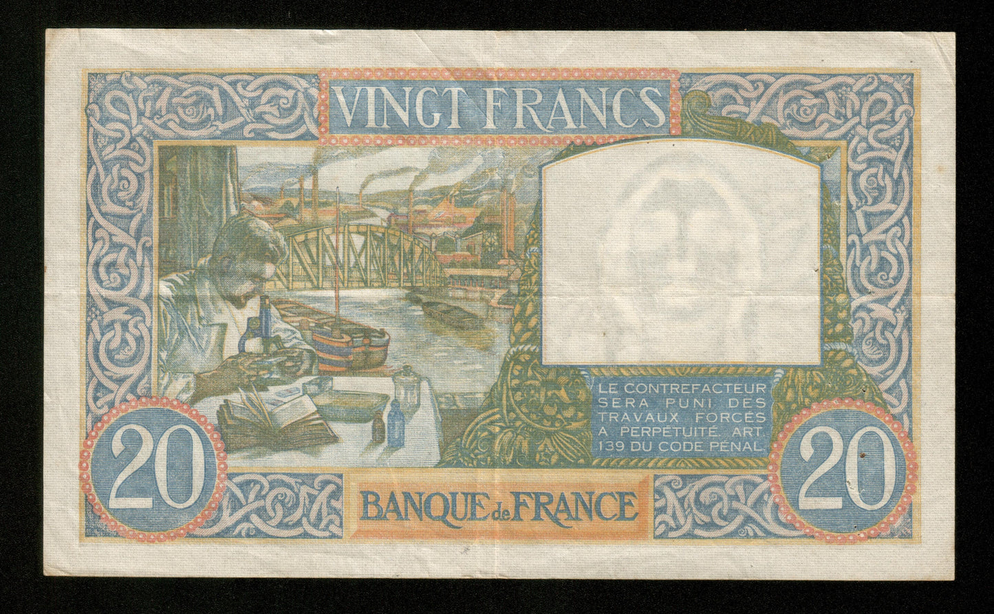 FRANCE - 20 Francs Science et travail 1940 F.12.03 Pick 92a TTB / VF