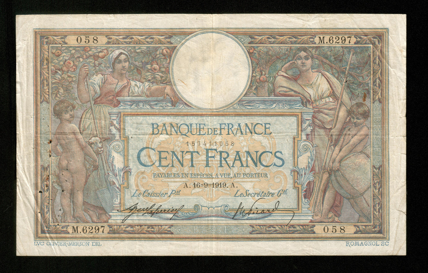 FRANCE - 100 Francs Merson 1919 F.23.11 Pick 71a TB / Fine