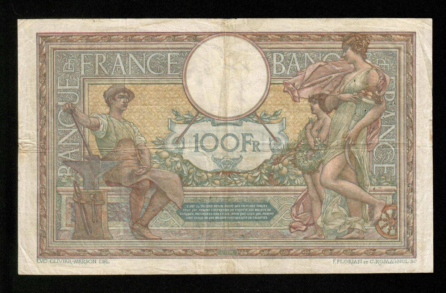 FRANCE - 100 Francs Merson 1920 F.23.12 Pick 71a TB / Fine