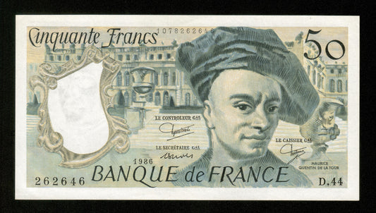 FRANCE - 50 Francs Quentin de La Tour 1986 F.67.12 Pick 152b pr.NEUF / UNC-