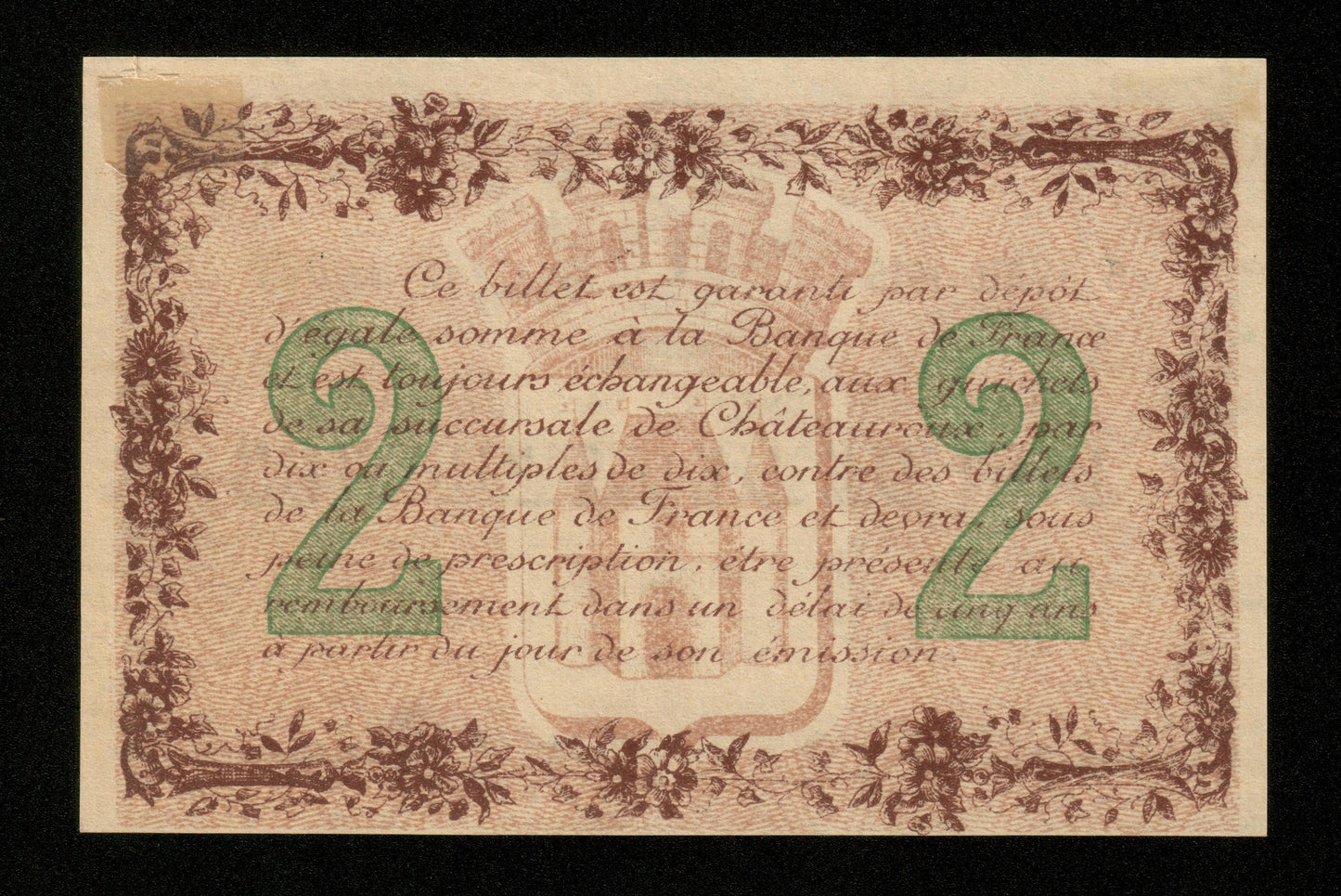 FRANCE - Chambre de Commerce de Chateauroux 2 Francs 1915 JP.46.04 SPL / AU