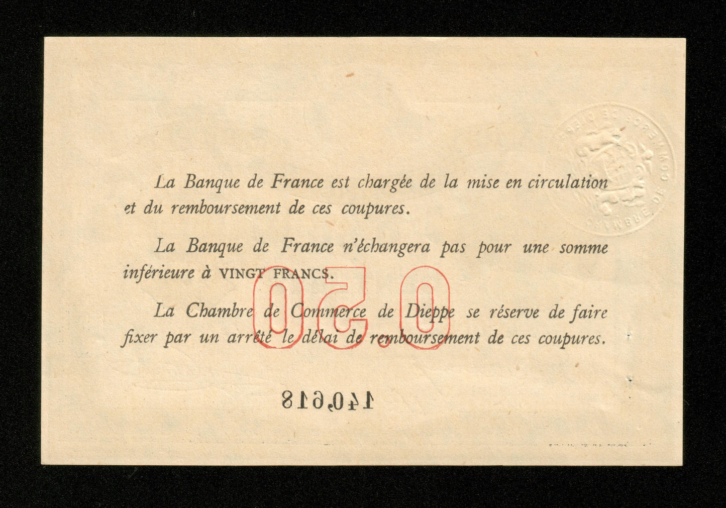 FRANCE - Chambre de Commerce de Dieppe 50 Centimes (1918) JP.52.01 pr.SPL / AU-