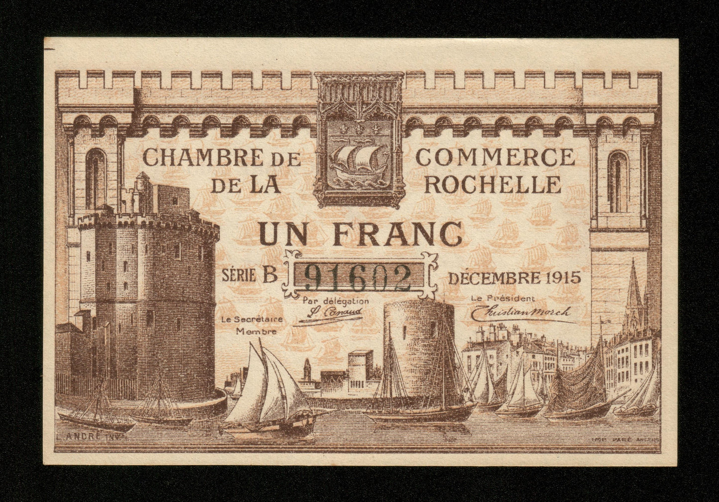 FRANCE - Chambre de Commerce de La Rochelle 1 Franc 1915 JP.66.03 NEUF / UNC