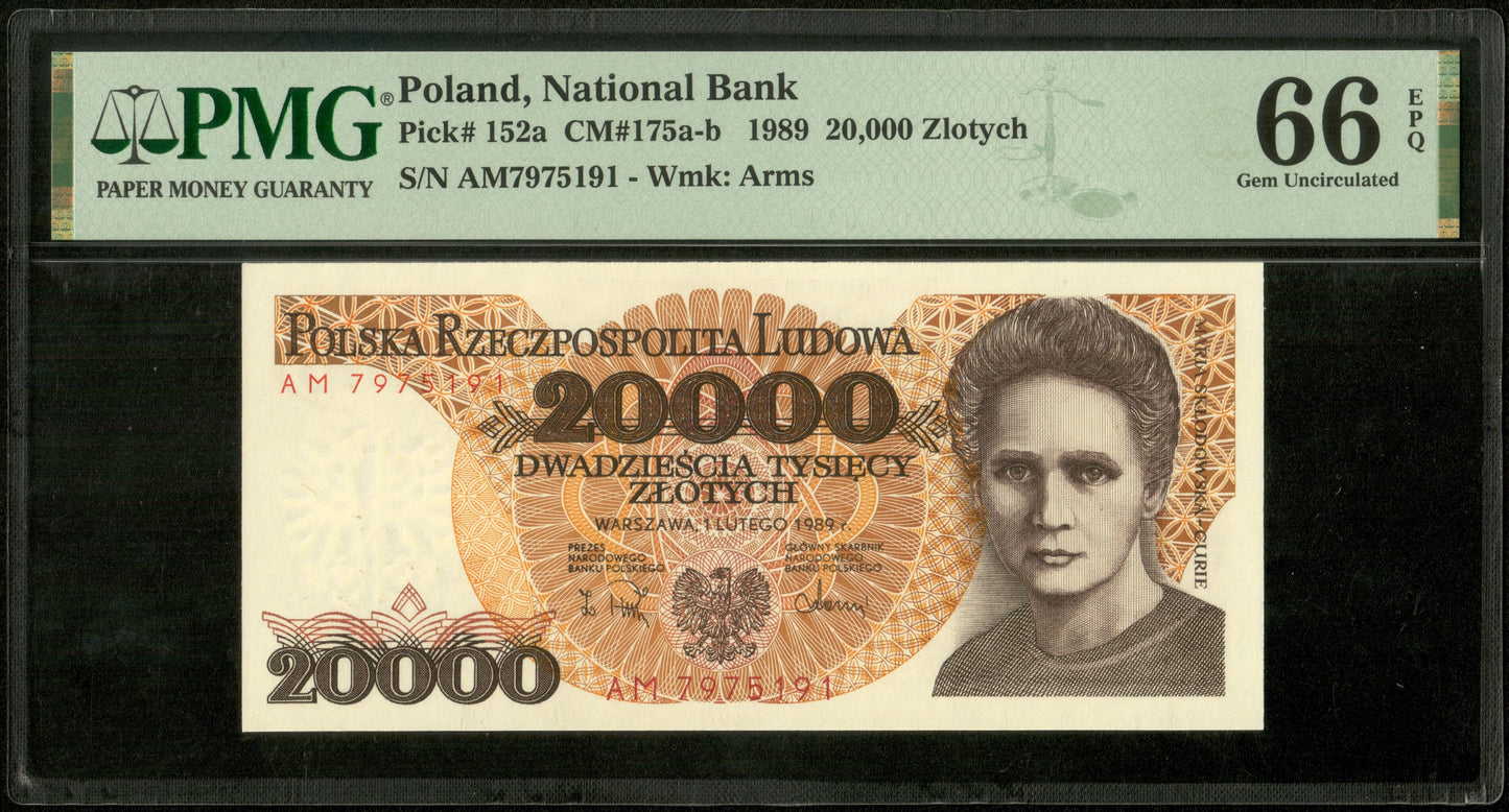 POLOGNE - POLAND - 20000 Zlotych 1989 Pick 152a PMG Gem Unc 66 EPQ