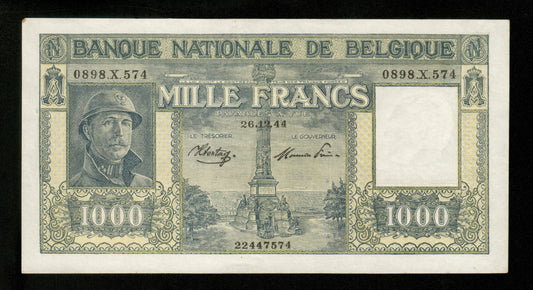 BELGIQUE - BELGIUM - 1000 Francs 1944 Pick 128b SUP / XF