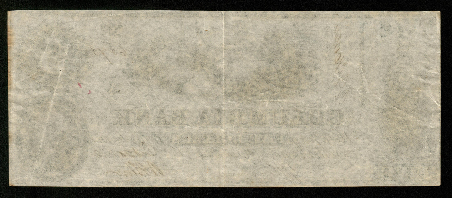 ÉTATS UNIS D'AMÉRIQUE - USA - Obsolete, Columbia Bank Washington - 5 Dollars $5 1852 (1850's) SUP / XF