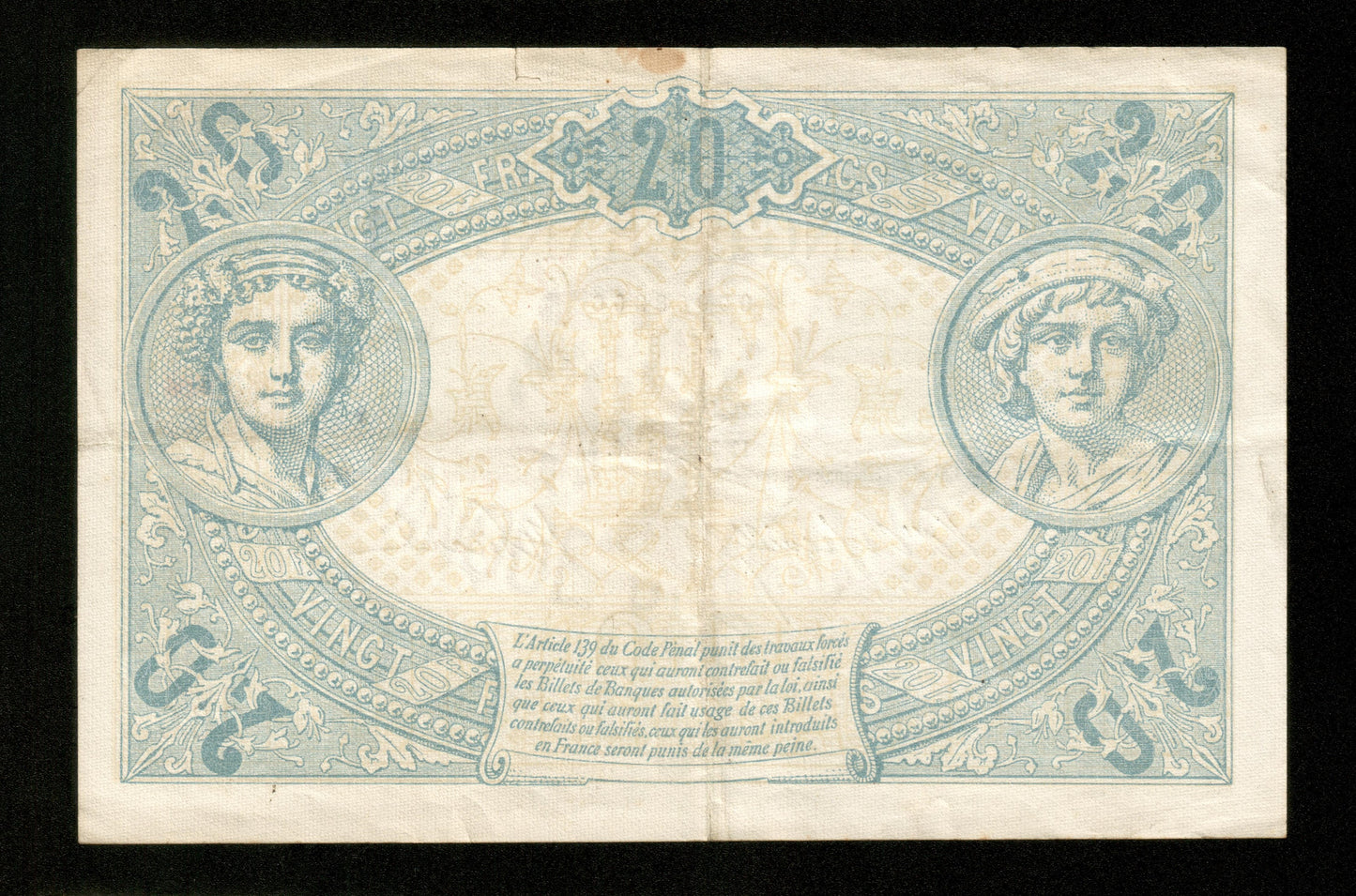 FRANCE - 20 Francs Bleu 1906 F.10.01 Pick 68a TTB / VF