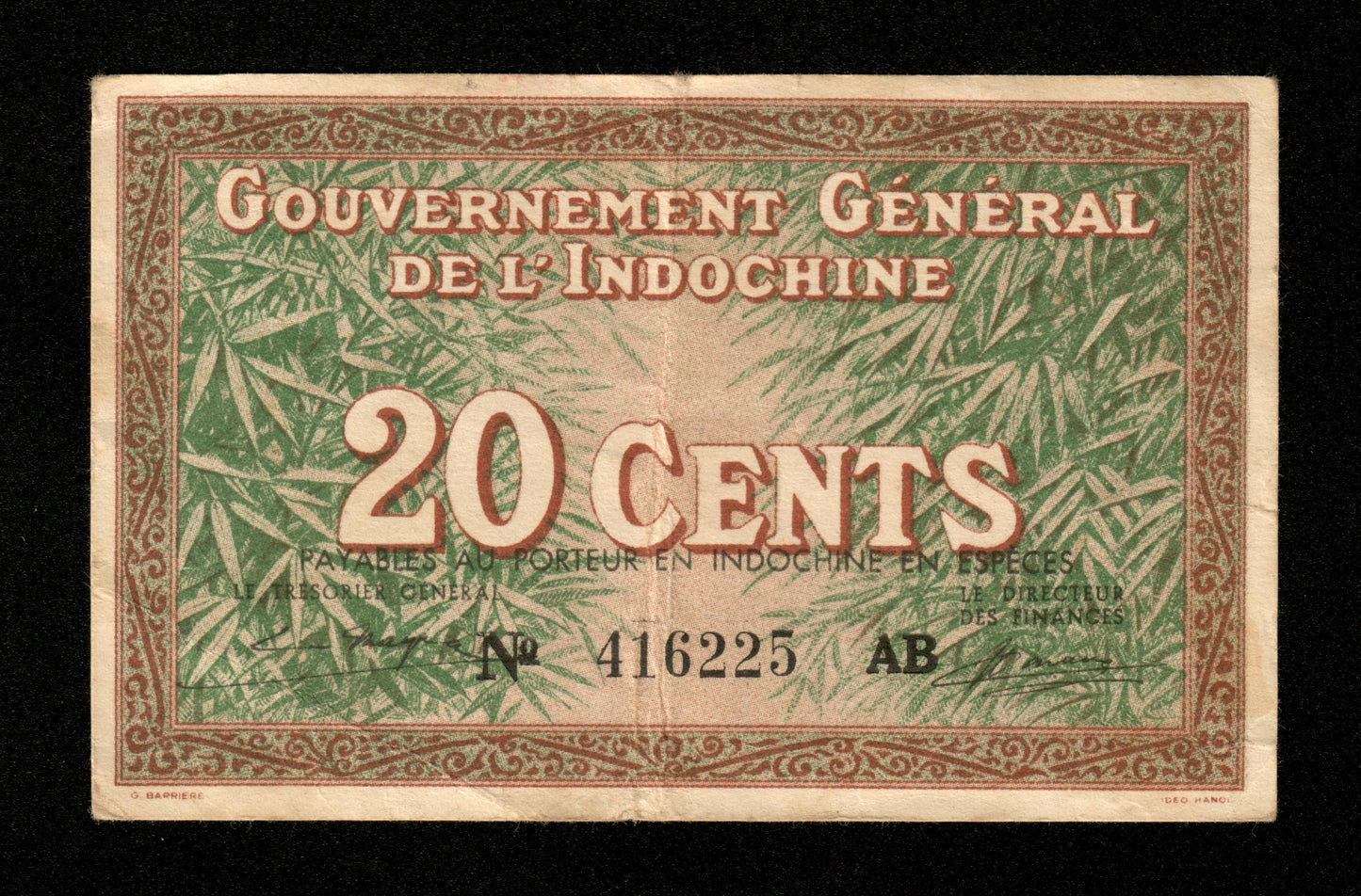 INDOCHINE FRANÇAISE - FRENCH INDOCHINA - 20 Cents (1939) Pick 86c TTB / VF