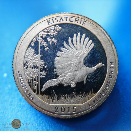 USA - Silver Quarter dollar Proof Blue Kisatchie 2015