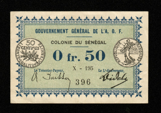 Colonie du Senegal - 50 Centimes (0,50 Francs) 1917 Pick 1c SUP+ / XF+